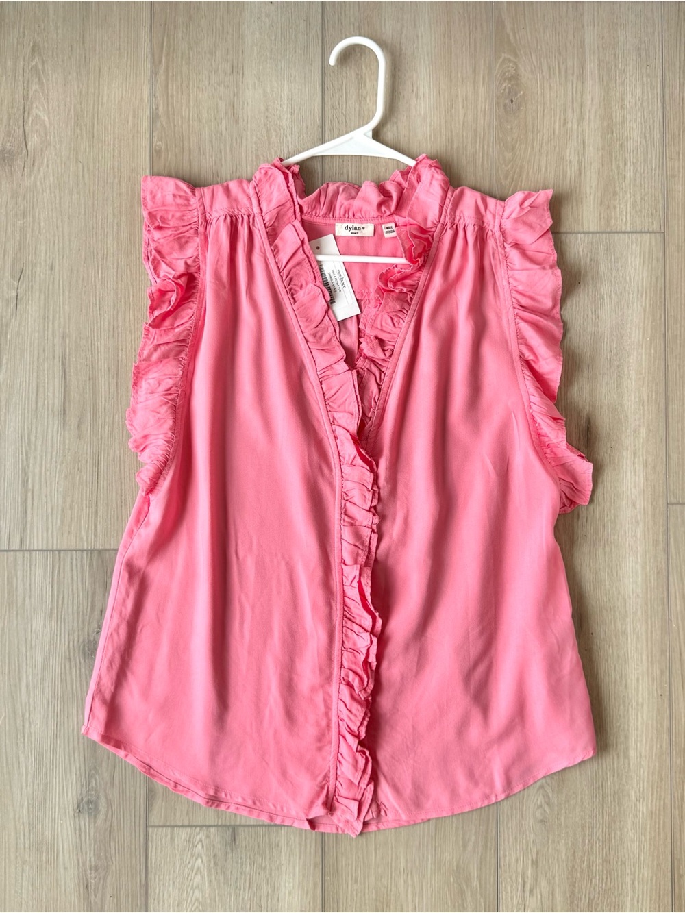 Dylan Sundance Milla Ruffle Top Pink Ruffled Flutter Sleeve Blouse NWT Sz Small